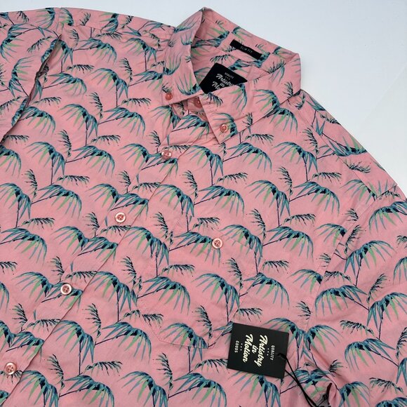 Artistry In Motion Mens Cotton Short Sleeve Botanical Print Shirt, Size M, Peach - Picture 1 of 10